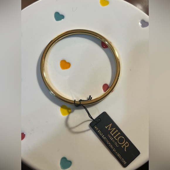 MILOR 14k Gold Polished Bangle Bracelet Resin Fill Made In Italy 13.76 Grams